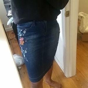 Knee length denim skirt